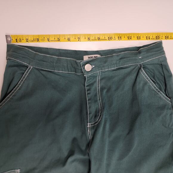 Rachel Paige Green Cargo Pants Women L Utility Wide Leg Workwear - Picture 6 of 10